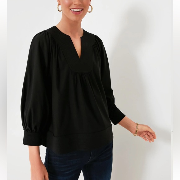 Tuckernuck Tops - Tuckernuck POMANDER PLACE Black Koa Blouse LARGE NEW